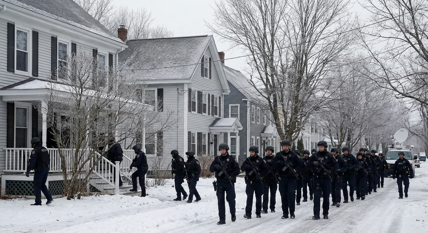 Law enforcement officers conducting search operations in neighborhood