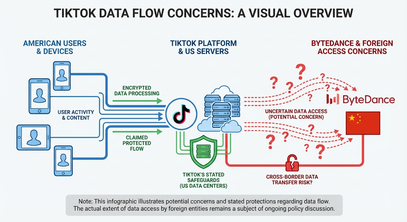 Diagram showing concerns about TikTok data flow between US users and China