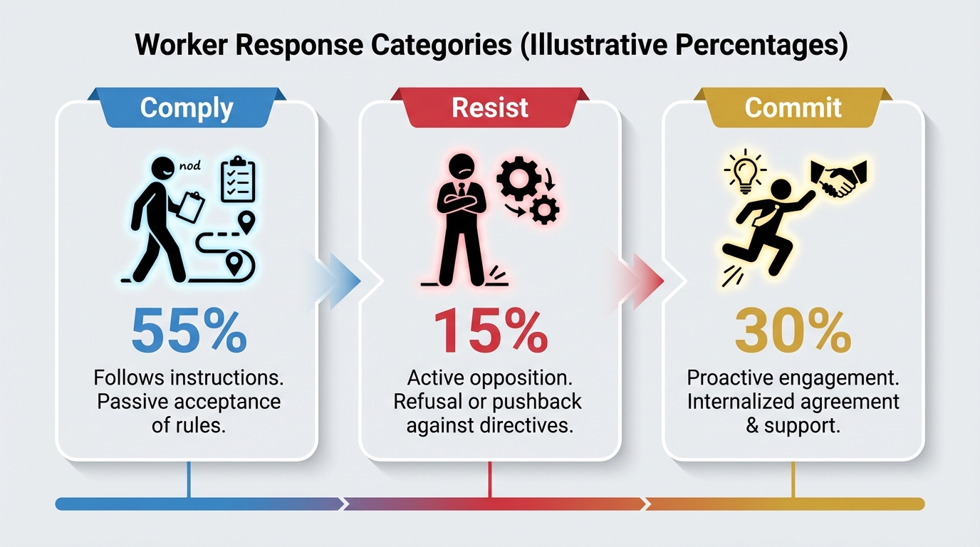 Infographic showing worker responses to return-to-office mandates