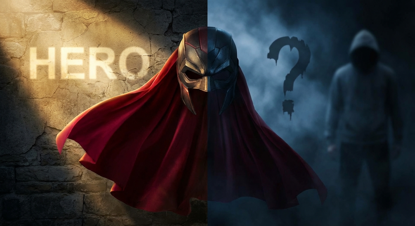 Conceptual image representing the superhero genre at a crossroads