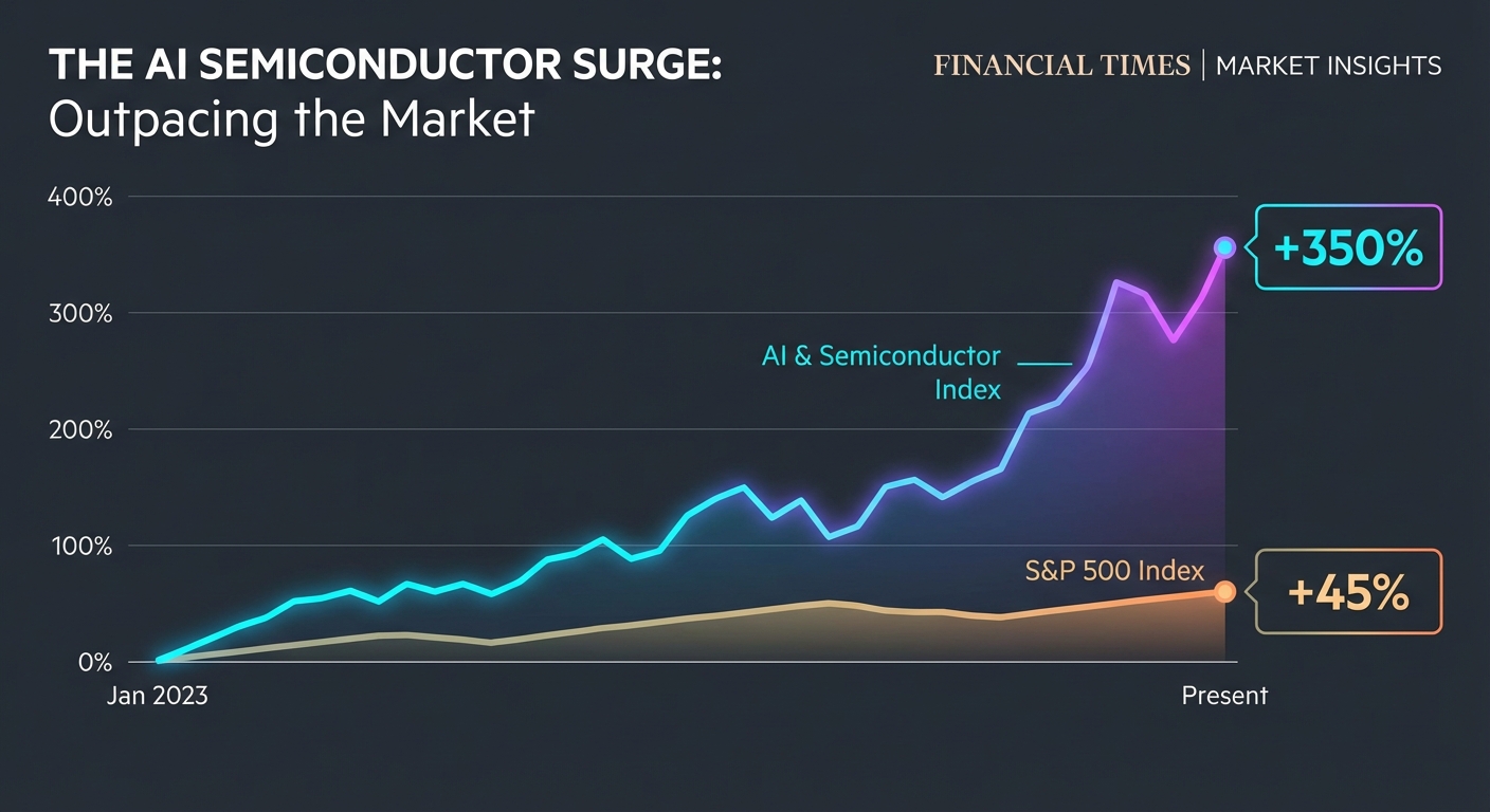 Chart showing AI-related stock performance outpacing broader market