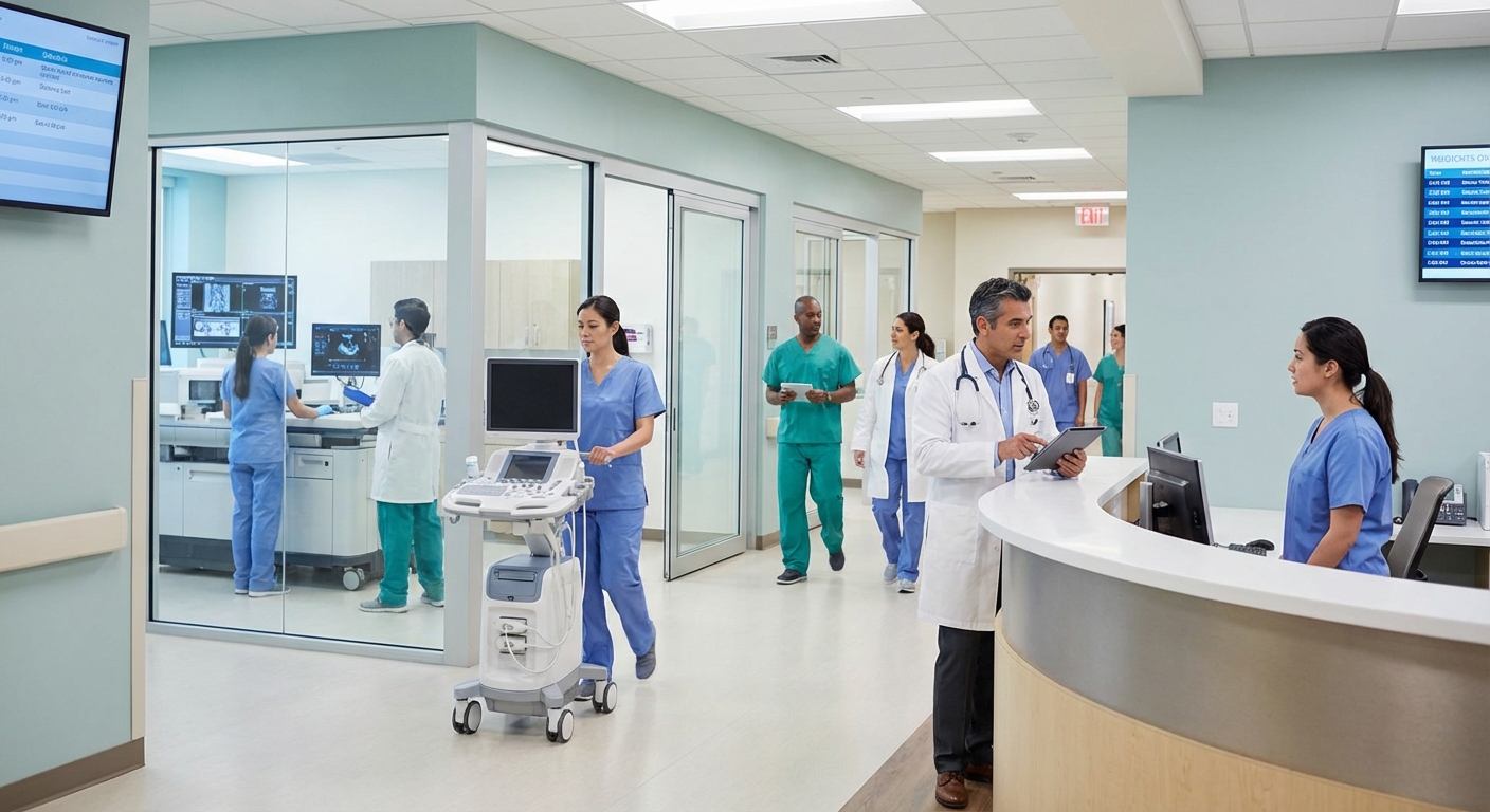 Workers in a healthcare setting representing growing employment sector