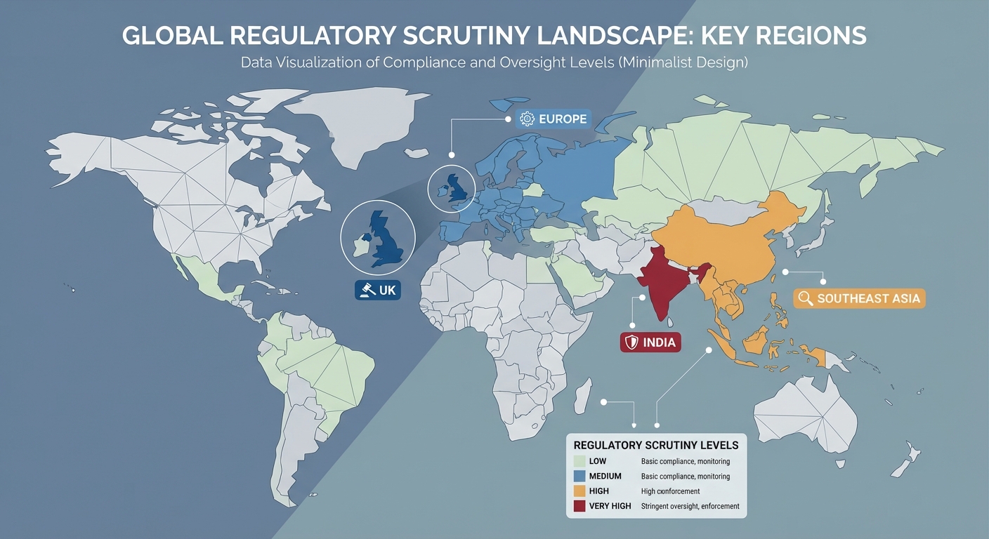 World map highlighting countries considering AI chatbot regulations